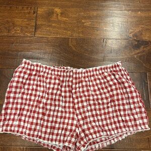 Edikted Red Checkered High Waist Shorts